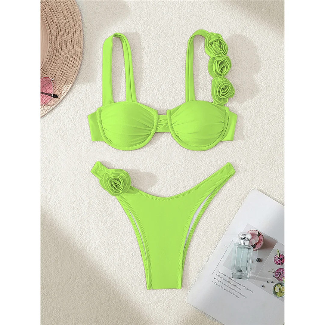 Sexy 3D-Blumen-Bikini mit Bügel, Damen-Badeanzug, zweiteiliges Bikini-Set, brasilianischer Badeanzug, Badebekleidung, Modell V7970. – Detail 13