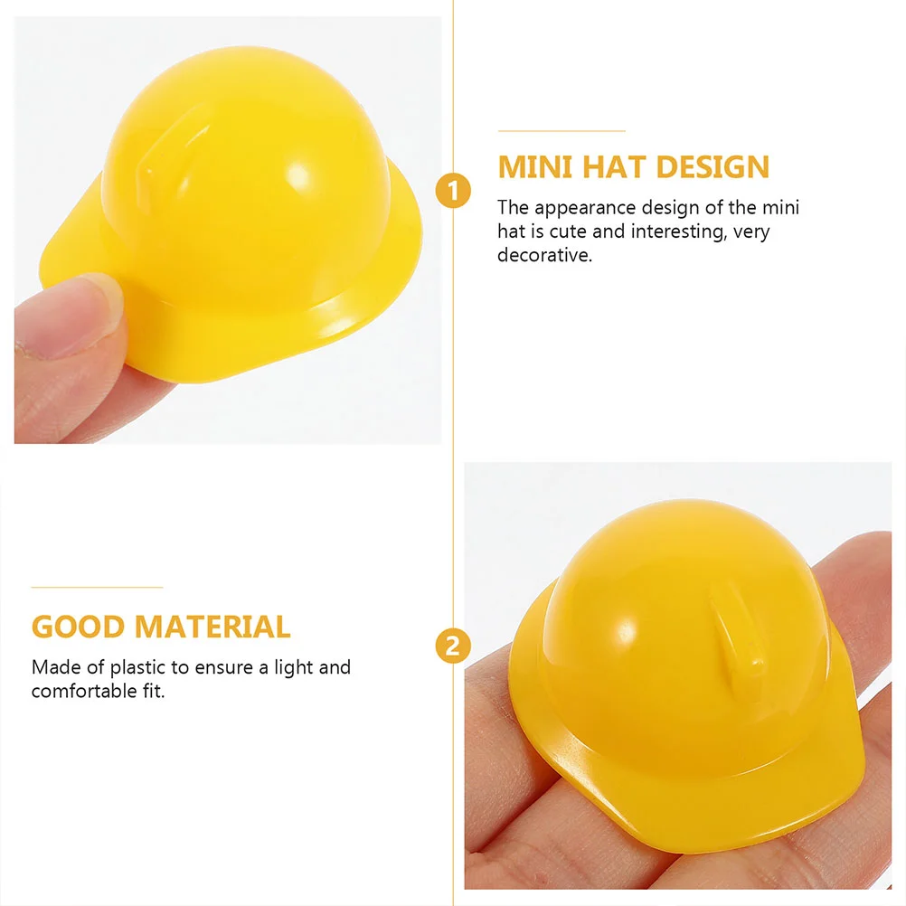 10 Pcs Mini Construction Hat Accessories for Chicken Puppet Yellow Plastic Child Caps