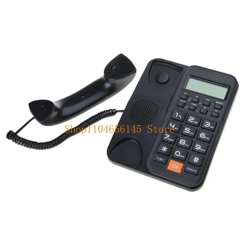 652F Corded Landline Phone Big Button Household Business Desktop Landline Telephone with LCD Display for Office Front Desk