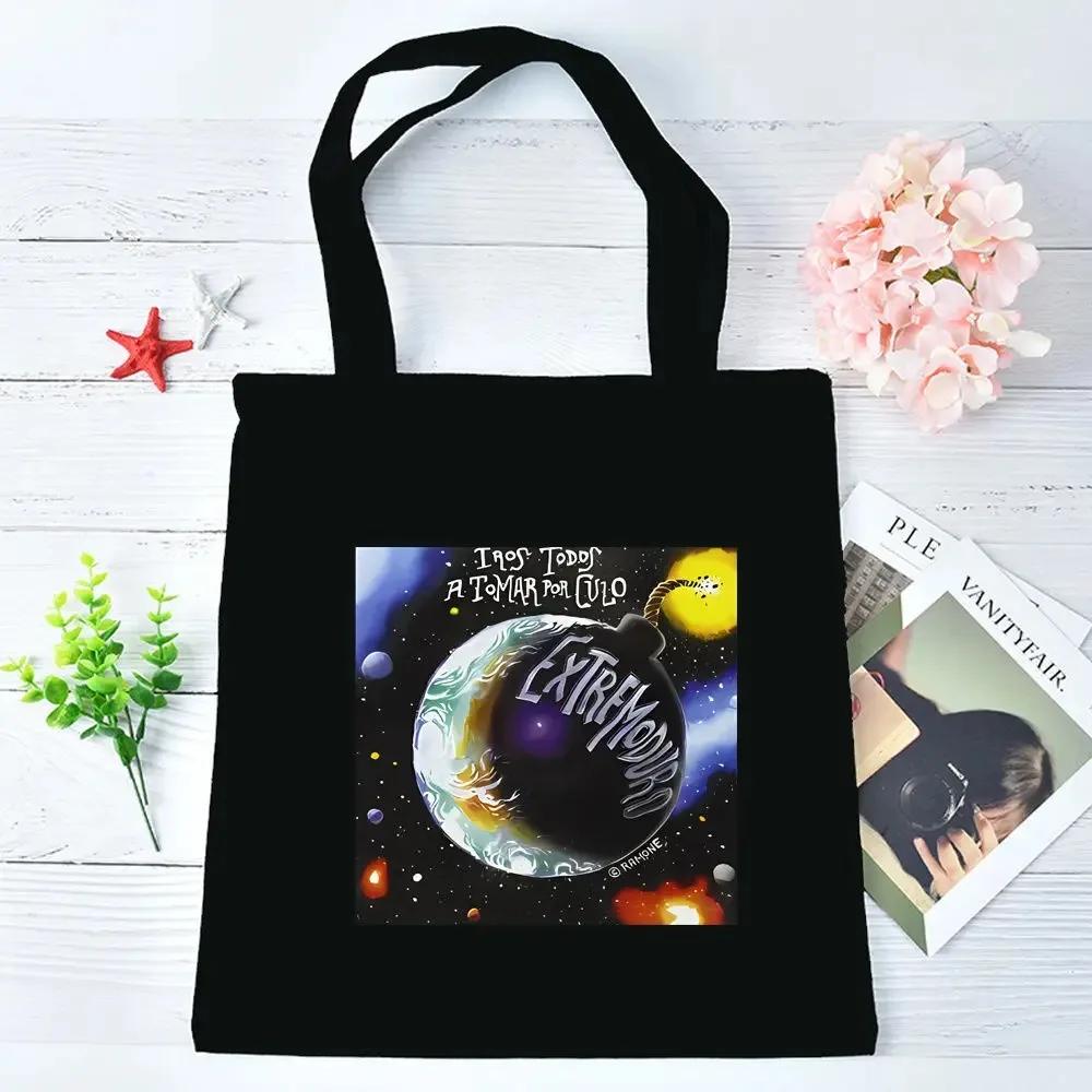Extremoduro Printed Canvas Tote Bags Wholesale Library Art Supplies Foldable Travel Promotes Shopping Bag Fashionable Recyclable