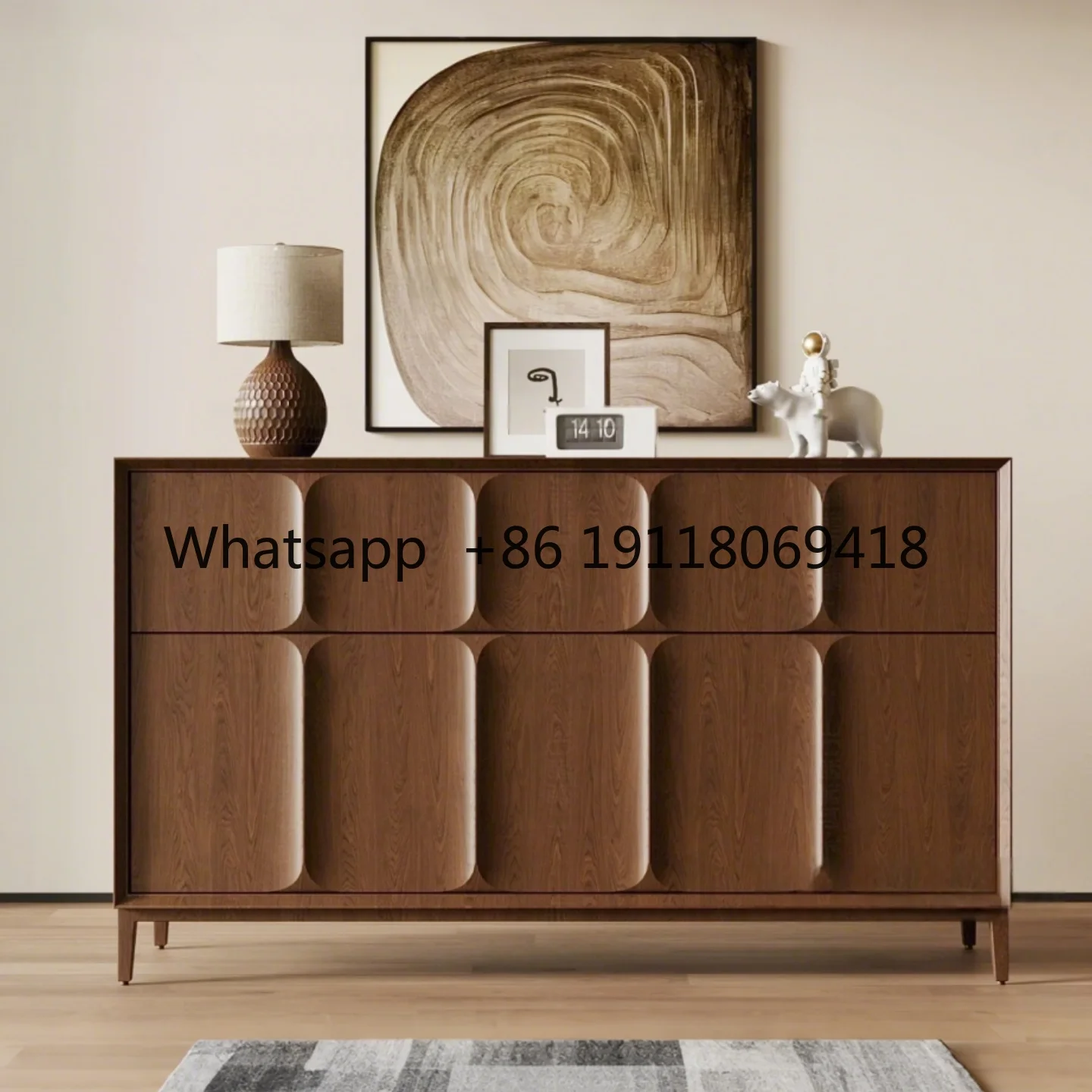 خزانة جانبية إيطالية بسيطة ومطلية، وخزانة تخزين مثبتة على الحائط لقاعة المدخل من الخشب الصلب