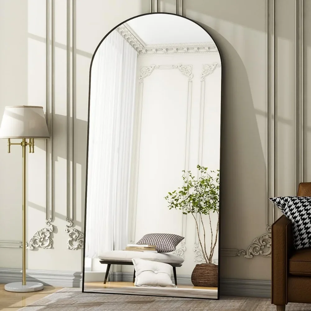 

Oversized Full-Body Mirror, 76" x 34" Arched Full-Length Mirror, Black Metal Frame, Floor Mirror for Bedroom