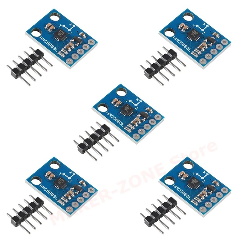 5-pces-gy-273-qmc5883l-3-axis-bussola-magnetometro-sensor-placa-modulo-iic-i2c-para-arduino-3-5v-potencia-alta-precisao