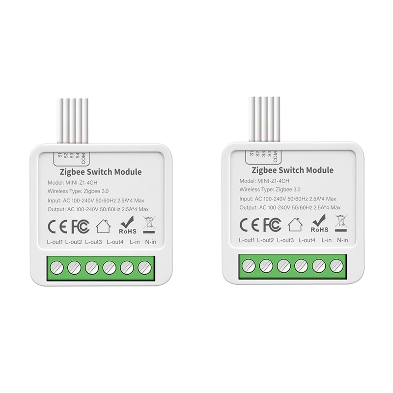 

Zigbee Relay Switch Module 4 Channels AC100-240V On/Off Switch Smart Home Switch Mini Dark Box Switch