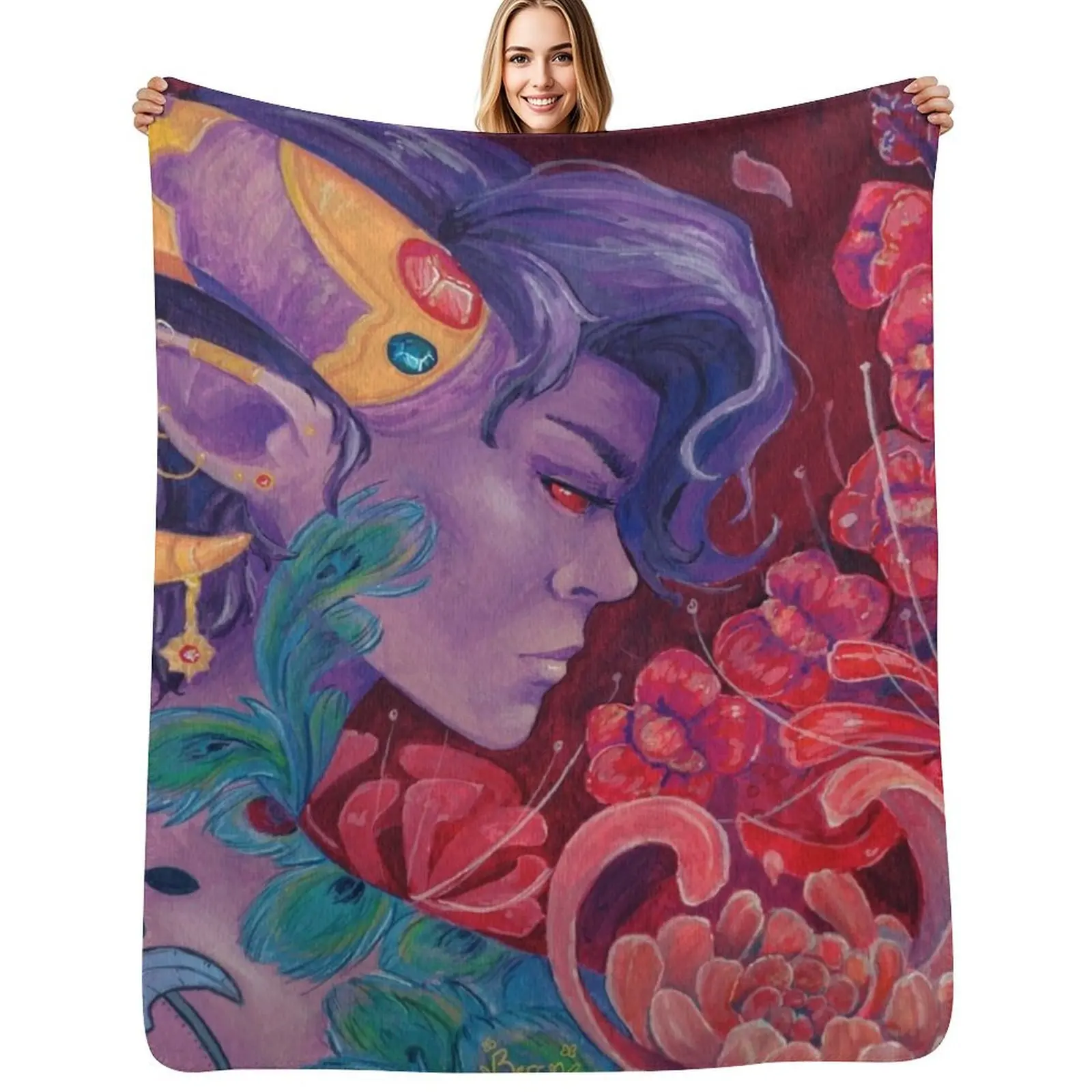 Mollymauk Tealeaf - Eyes Never Shut Throw Blanket Outdoor Soft Blanket for Picnic Beach Camping