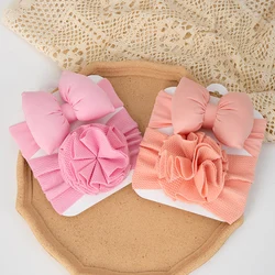 2Pcs/Set Big Bow Baby Girls Headbands Blossom Flower Bullet Hair Bands Sweet Headwraps Kids Photography Props Hair Accesories