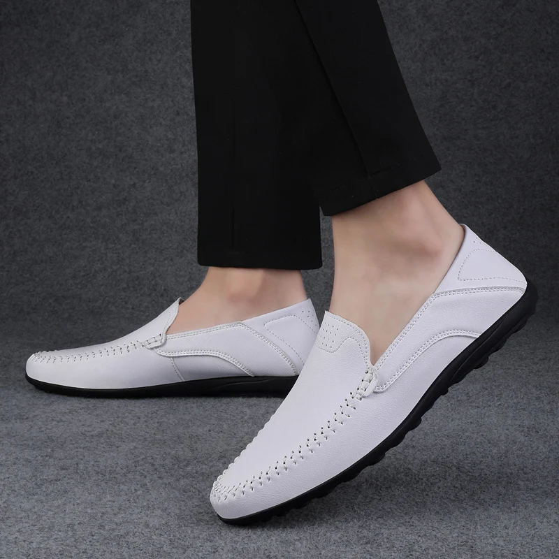 

Men's Casual Leather Shoes Four Seasons Soft Sole Comfort Outdoor Youth Business Leather Sandals Driving Shoes Zapatillas Male