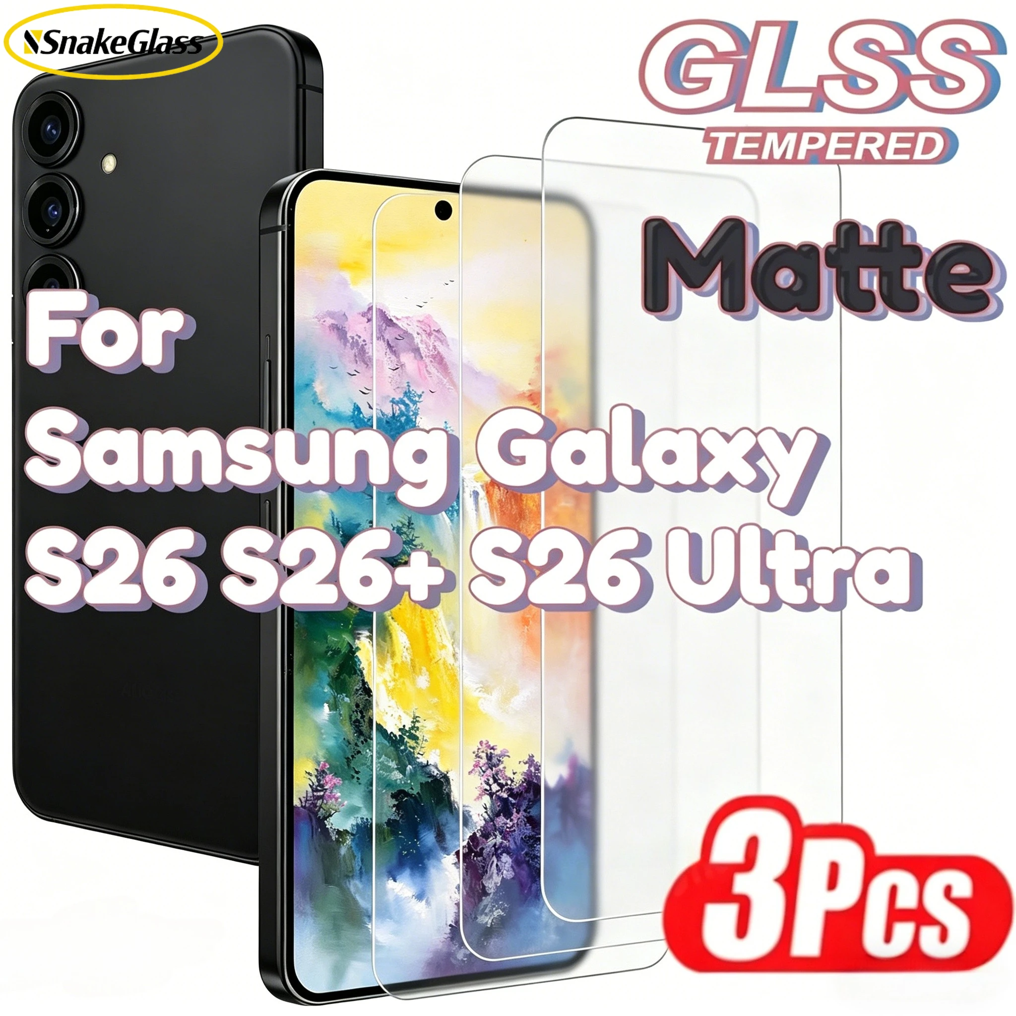 3 Pcs For Samsung Galaxy S26 Ultra S26+ Matte Tempered Glass Anti Fingerprint Screen Matte Protector Film For Samsung S26 Series