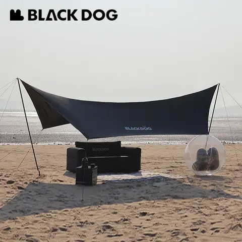 네이처하이크 BLACKDOG 캠핑 썬 쉘터 블랙 코팅 방수포 휴대용 5.5x2.9M UPF50 + 방수 PU3000 15 용 대형 천막 텐트 ㎡