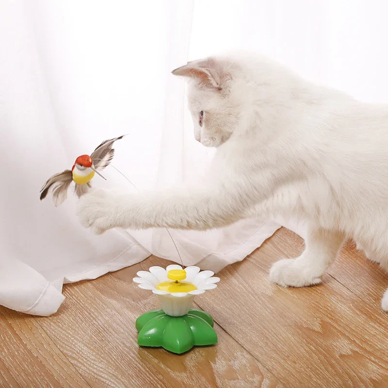 

2PCS Fun Pet Spinning Birdie Butterfly Cat Toys Automatic Tease Cat Training Fun Interactive Toys Pet Supplies Color Random New