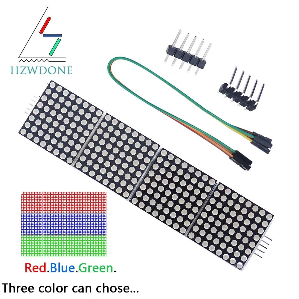 HZWDONE MAX7219 Dot Matrix Module Control Single Chip Microcomputer Module 4-in-1 Display 5P Line
