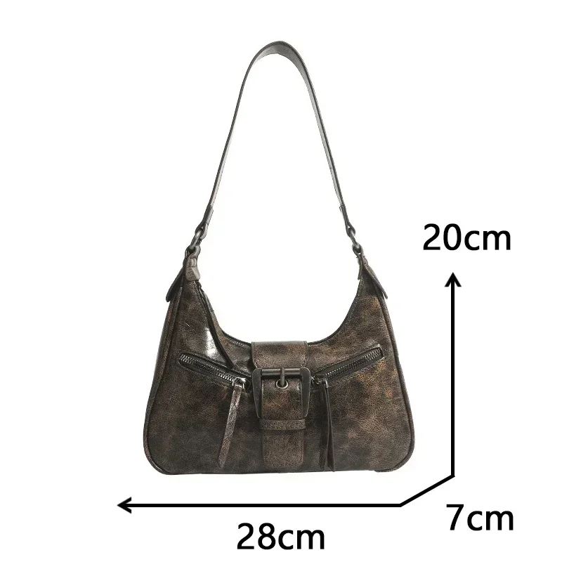 Sacs à main en cuir PU pour femmes, design de ceinture rétro, initiés, petit sac à bandoulière sous les bras, vintage, mode féminine, Y2K, 2024