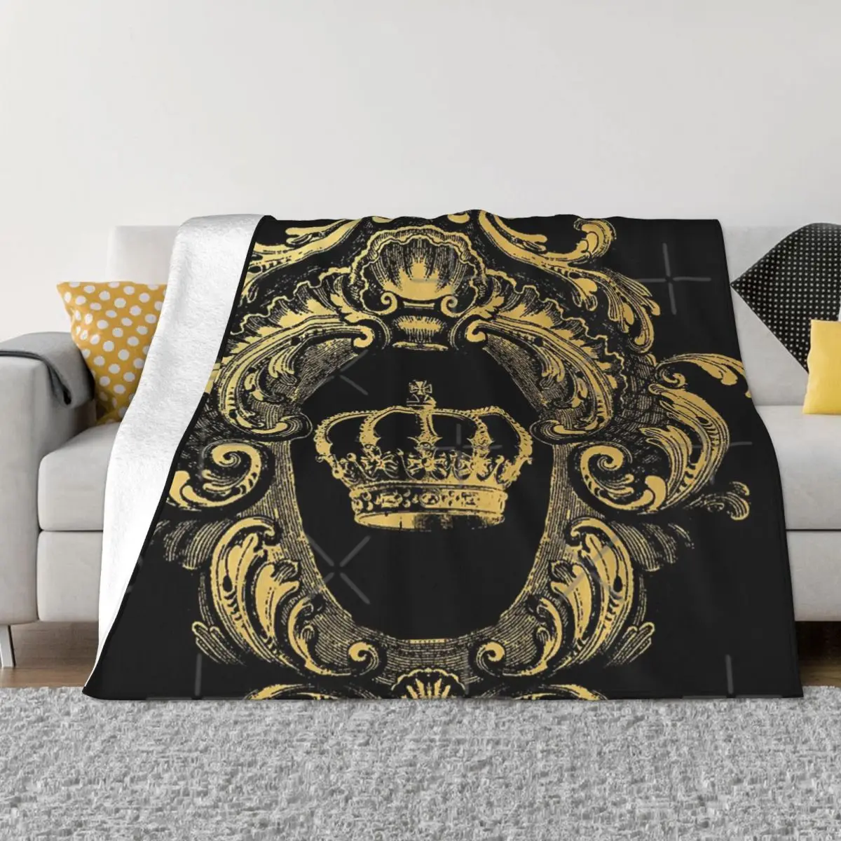 

Ornate Gold Crown Black Quilt Bed Blankets Blankets & Throws Thin Wadding Blanket Throw Blanket