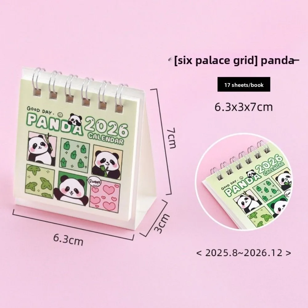 

Creative Small 2026 Desk Calendar Standing Flip Cartoon Mini Calendar Desktop Decoration Coil Calendar for Gifts