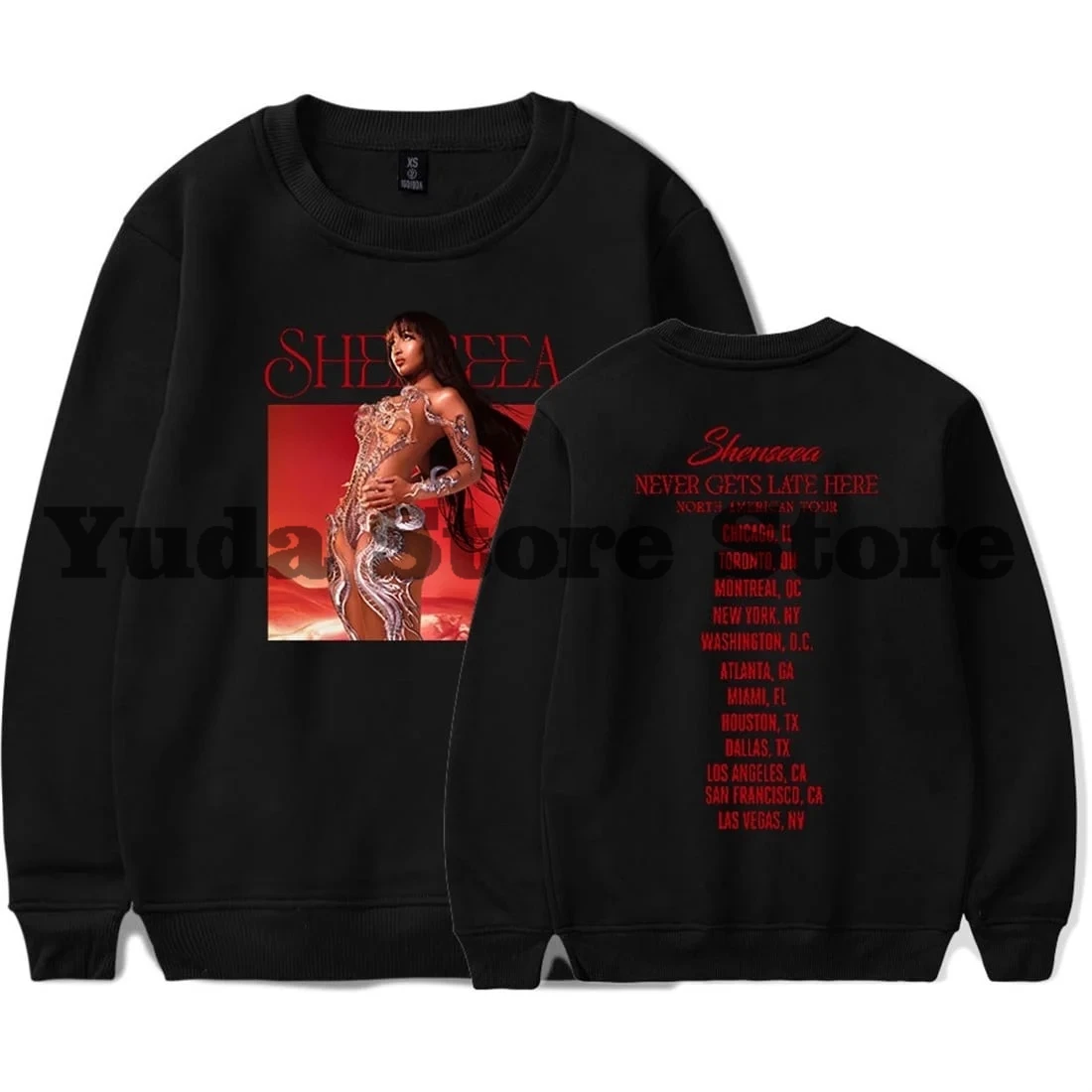 Shenseea Never Gets Late Here Tour Hoodie Unisex Long Sleeve Streetwear Women Men Hooded Sweatshirts