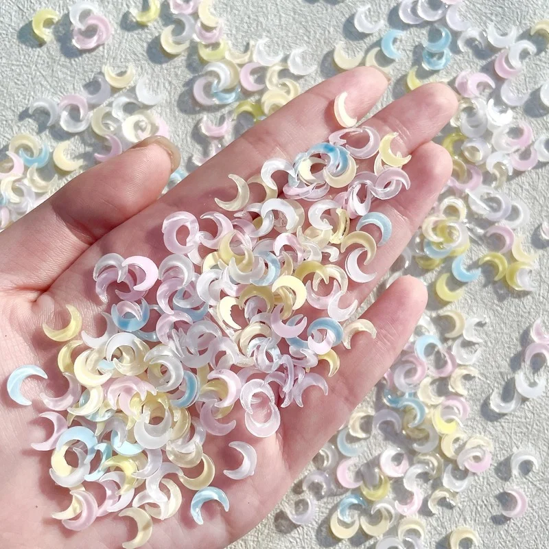 

100Pcs Nail Art Moon Resin Charms Cute Multi-Colors Designs Charms DIY Crafts For Nail Art Decoration Moon Nail Supplies