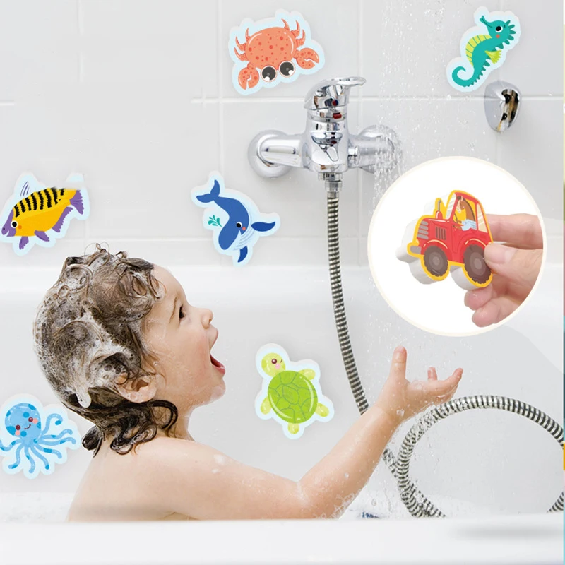 Baby Bathroom Toys Soft EVA Paste Early Educational DIY Puzzles Toys Animal Sticker Bath Baby Water Toys for 0 12 Months 1 Years