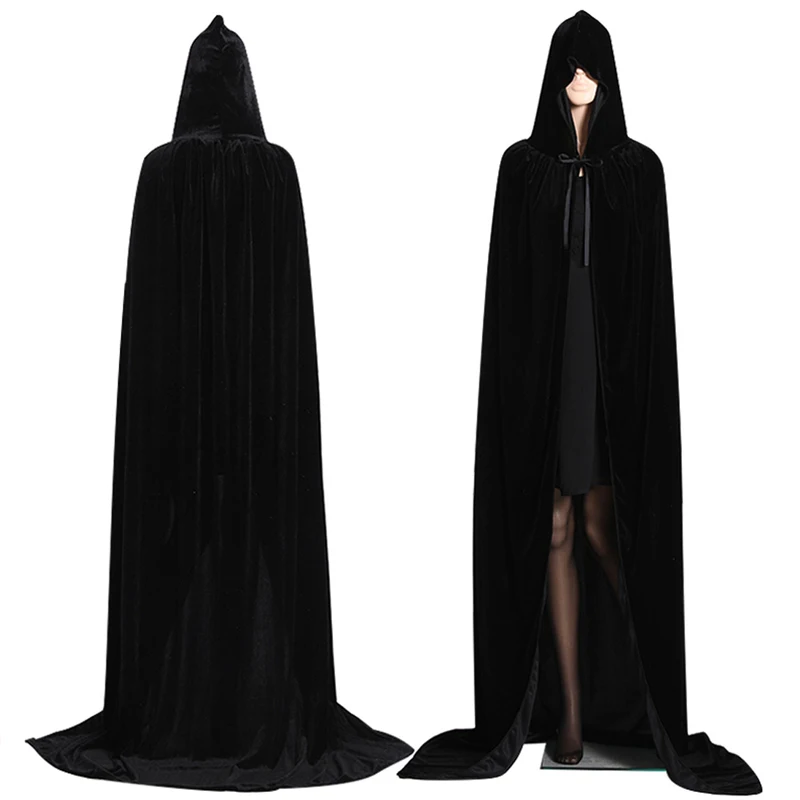 Halloween Cloak Cape Hooded Medieval Costume Cosplay Witch Costumes Robe Party Wicca Vampire Full Length Dress Coats