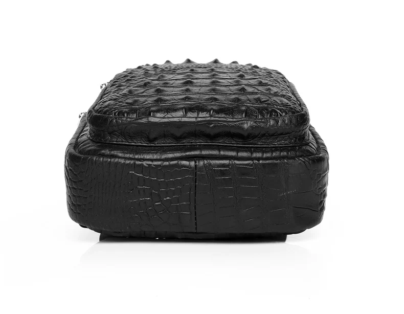 Schlatum 100% Rindsleder Männer Krokodil Narben Mode schwarz multifunktion ale Leder Brusttasche – Detail 10