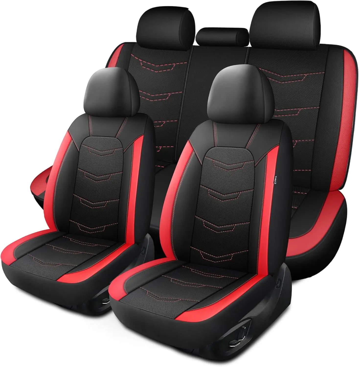 

Universal Leather Car Seat Covers, Breathable Sporty Design, Full Set for SUV Sedan Truck