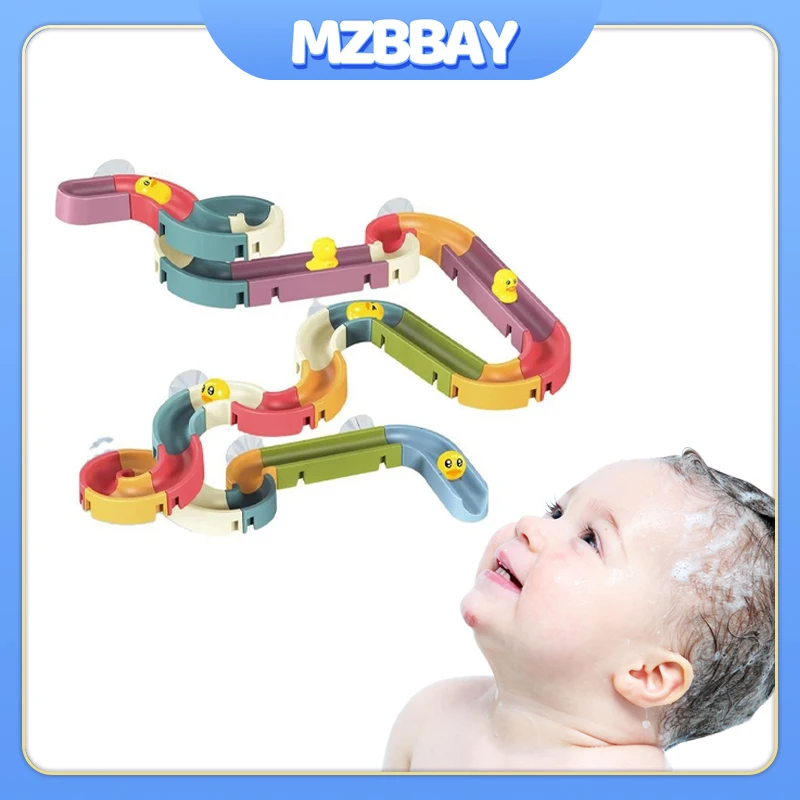 Children DIY Assembling Track Slide Suction Cup Toys Children Bath Tub Shower Wall  Delight Game Assembling Track Suction Toys
