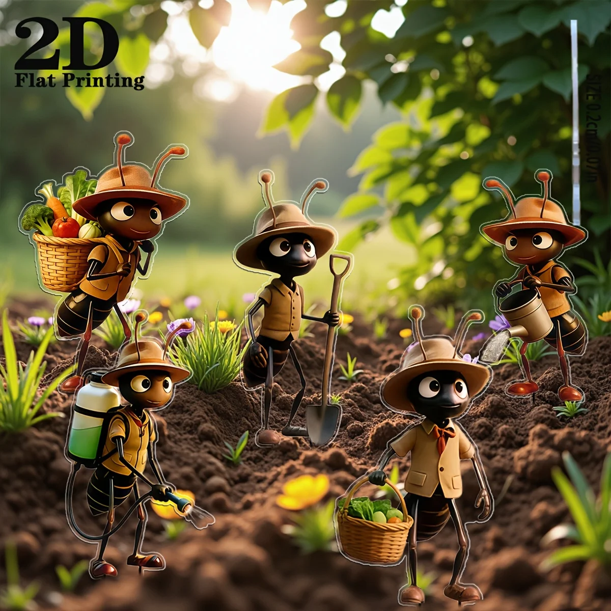 2D Flaches, 3-teiliges Ameisen-Acryl-Gartendekorationsset, wiederverwendbar – geeignet für Außendekorationen wie Terrassen, Rasenflächen und Pflanzgefäße, perfektes Geschenk – Detail 1
