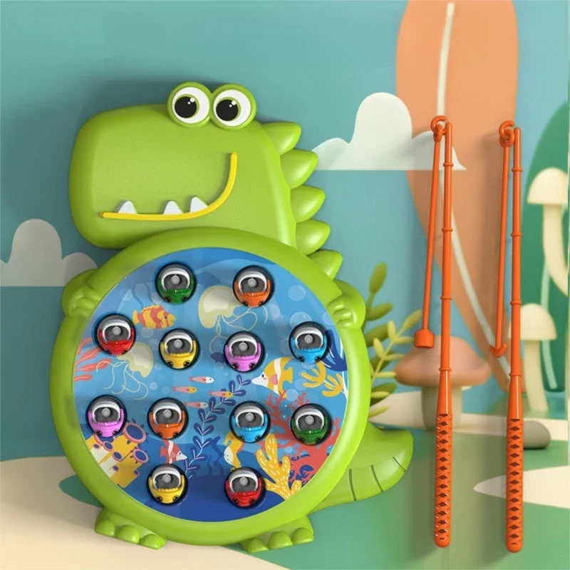 Dinosauro Giocattoli da pesca magnetici semplici Gioca con canna da gioco Giocattoli per bambini Baby Montessori con asta Regalo educativo per bambini senza rotazione