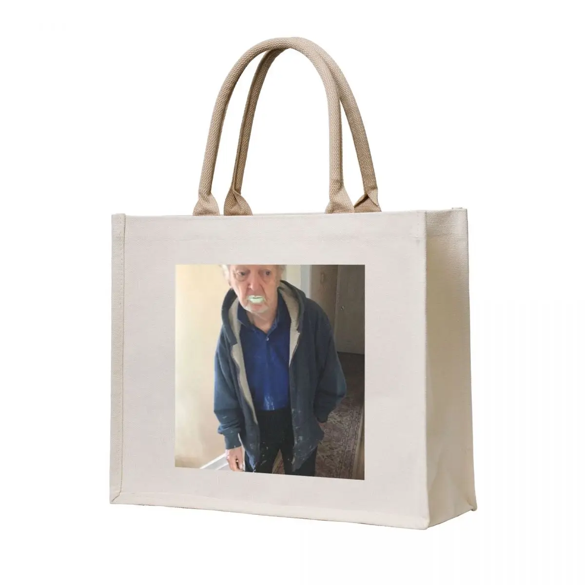 

90 Year old Man eats 1/2 litre of green paint thinking it's mint yoghurt Tote Bag bag for beach Shopper bag luxury women
