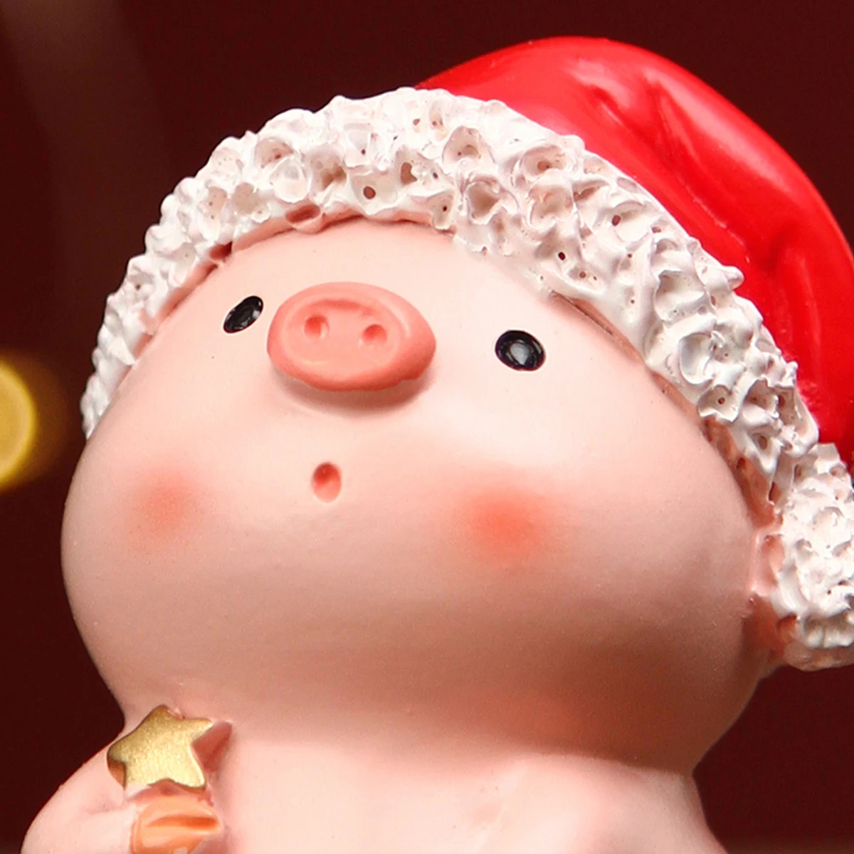 قطعة واحدة، عصا سحرية وردية لزينة عيد الميلاد على شكل خنزير صغير مع قبعة سانتا الحبيبة #6