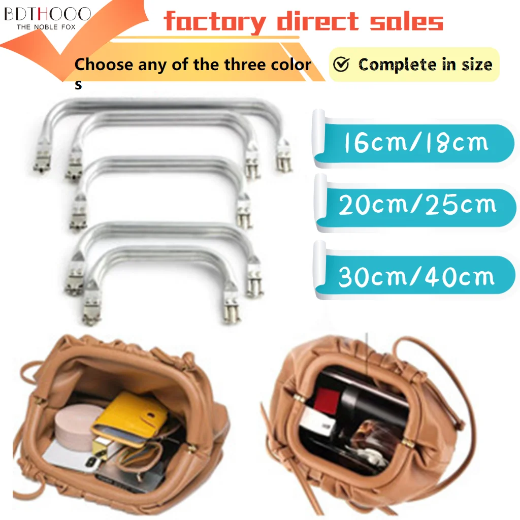 

10pcs 16cm 18cm 20cm 25cm 30cm 40cm Bag Frame For Purse Doctor Metal Aluminium Tube Handle Accessories Clutch Parts Silvery