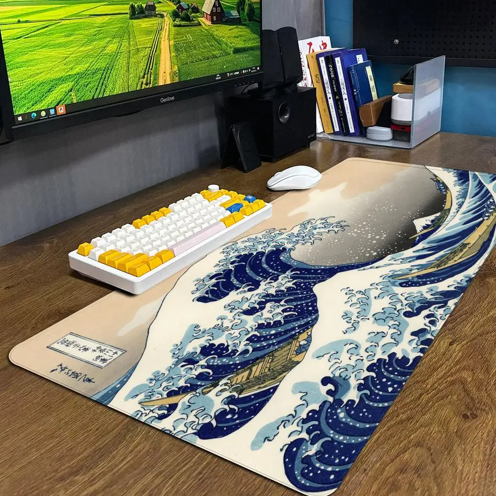 

Коврик для мыши The Great Wave off Kanagawa, коврик для мыши XXL, компьютерные аксессуары, большая клавиатура, коврик для ноутбука, стол, новый продукт для геймера