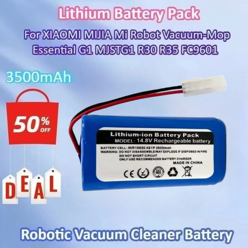 

Brand New 14.4V 3500mAh Li-ion Rechargeable Battery Pack for XIAOMI MIJIA Mi Robot Vacuum-Mop Essential G1 MJSTG1 R30 R35 FC9601