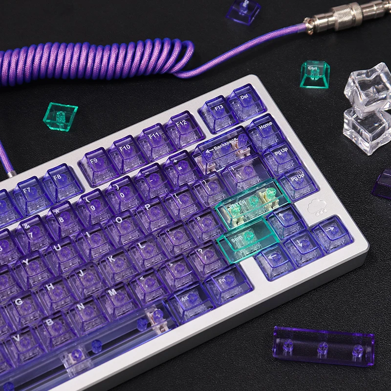 Imagem -02 - Purple Crystal Clear Keycaps Grupo Perfil Cereja Keycaps Transparentes uv Pad Print para Switches mx Teclado Mecânico 156 Chaves