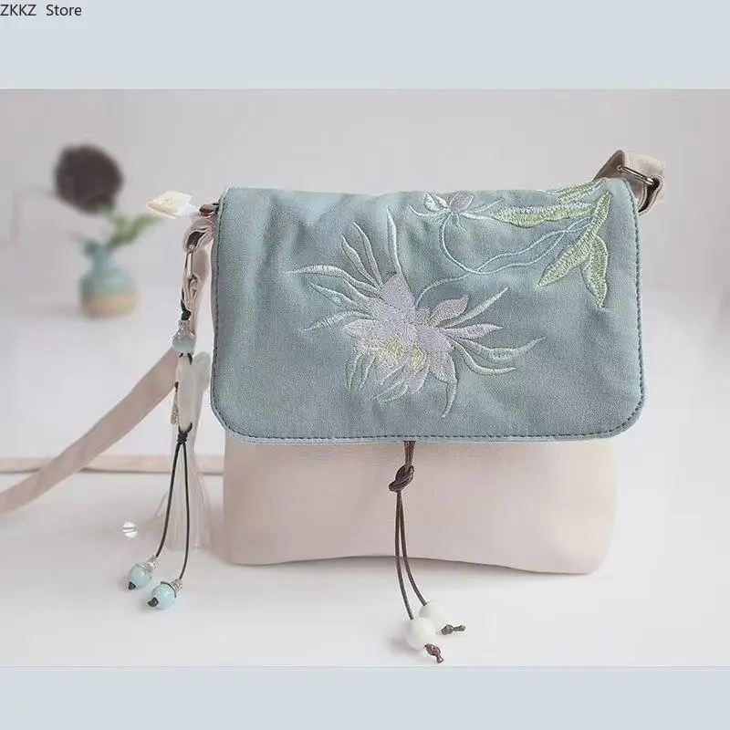 Nowy chiński styl starożytny płótno torba dla Hanfu Decor Crossbody kobiet tornister nastolatki Bookbag kobiety dziewczyna