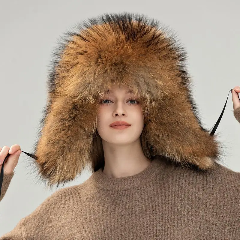 

Winter Warm Thicken Fur Trapper Cap for Men Women Earflap Outdoor Ski Hat Russian Thicken Bomber Hats windproof Faux Fur Hats