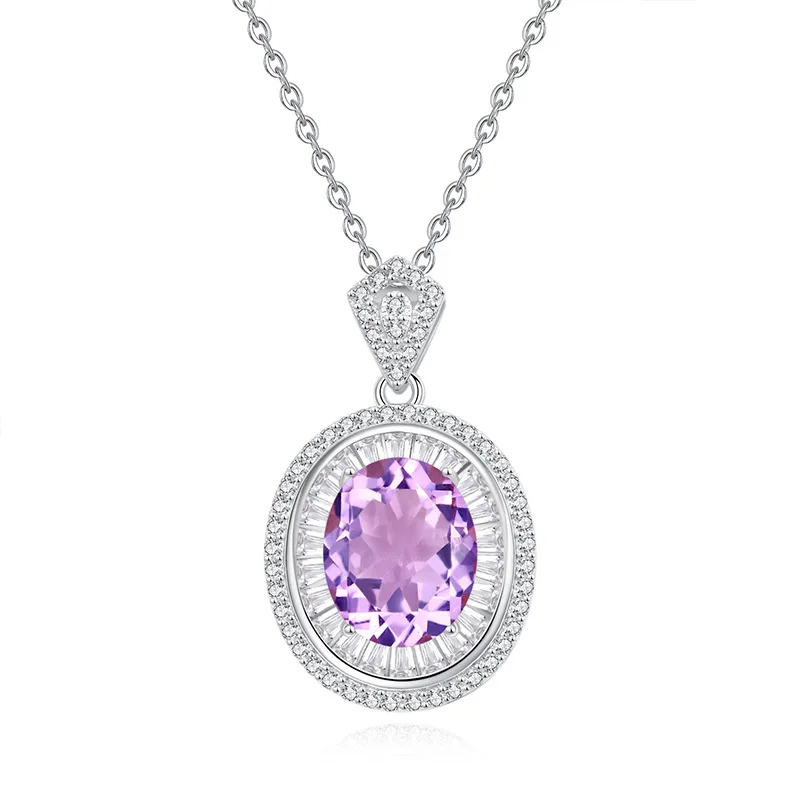 

Pure Silver Necklace Natural Crystal Pendant High-end Collar Chain for Women Fine Gemstone for Girl Women Jewelry Gift for Lady