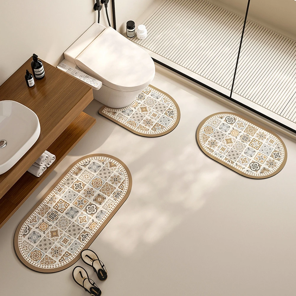 

VIKAMA 3PCS Bathroom Door Floor Mat - Bathroom Toilet Set - Quick Absorbent, Non-Slip, Anti-Slip Home Decoration