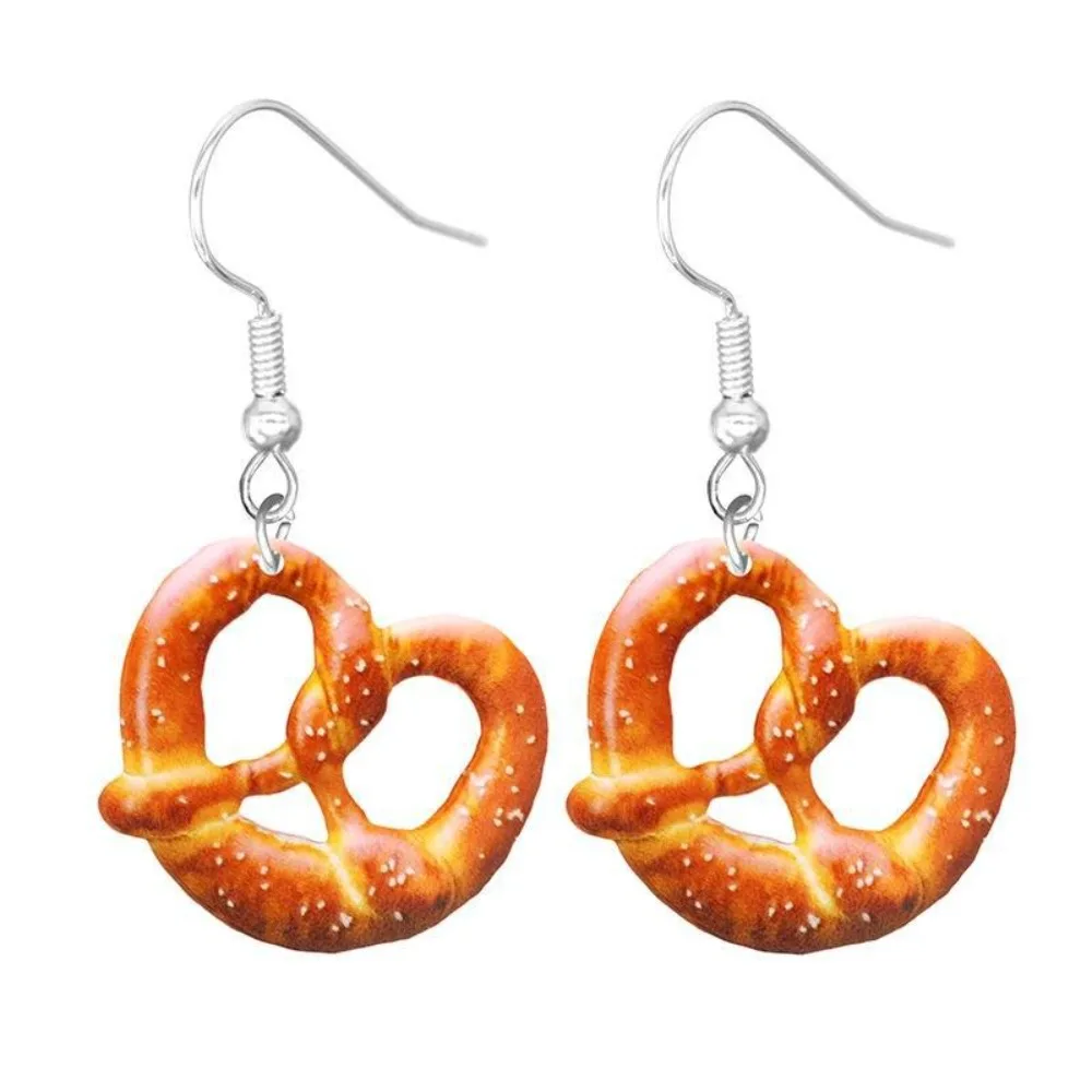 Delicious Food 2D Flat Acrylic Fried Chicken Leg Corn Hamburger Donut Earrings Funny Simulation Food Exaggerated Earrings