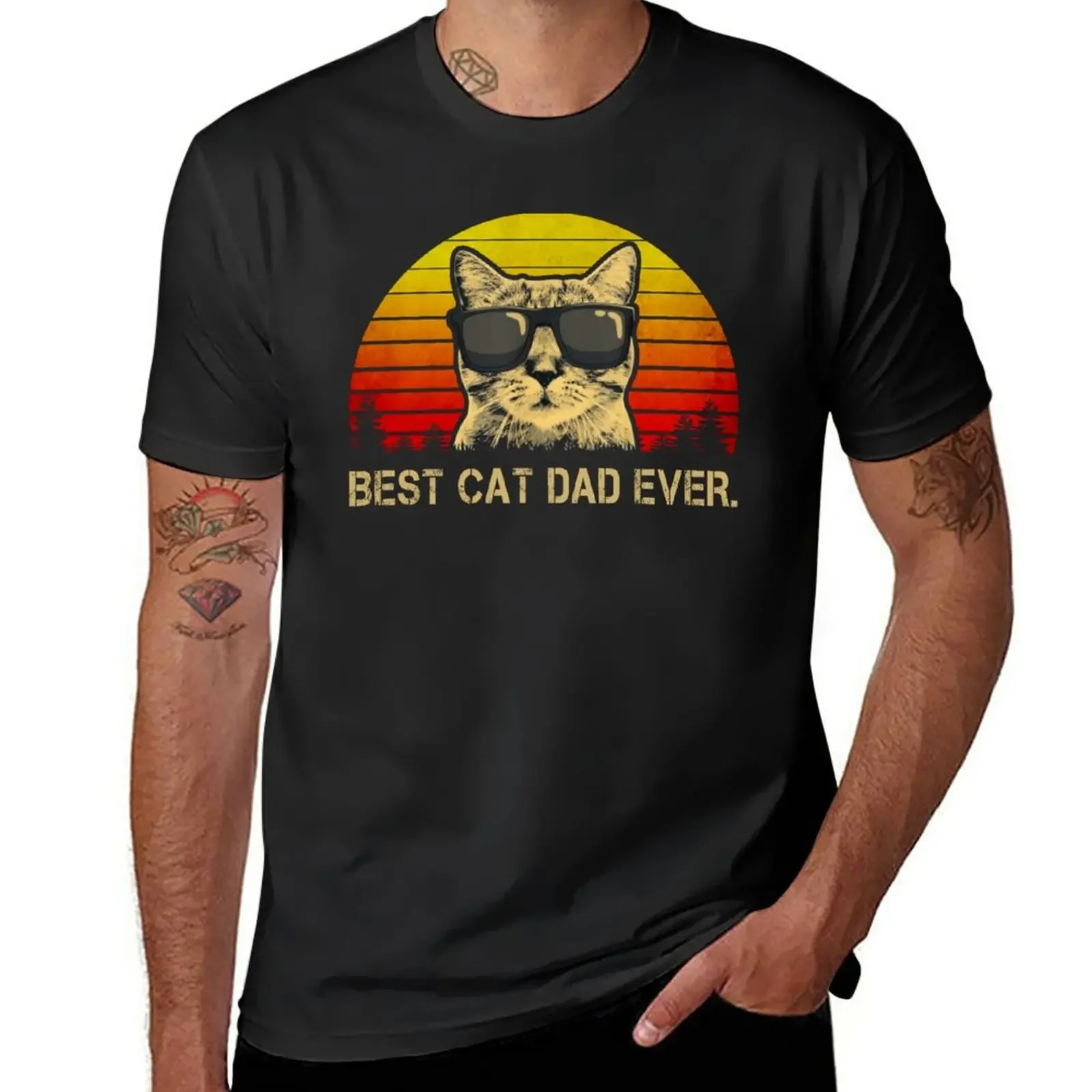 

Vintage Best Cat Dad Ever T-Shirt tees animal prinfor boys plus size tops designer t shirt men