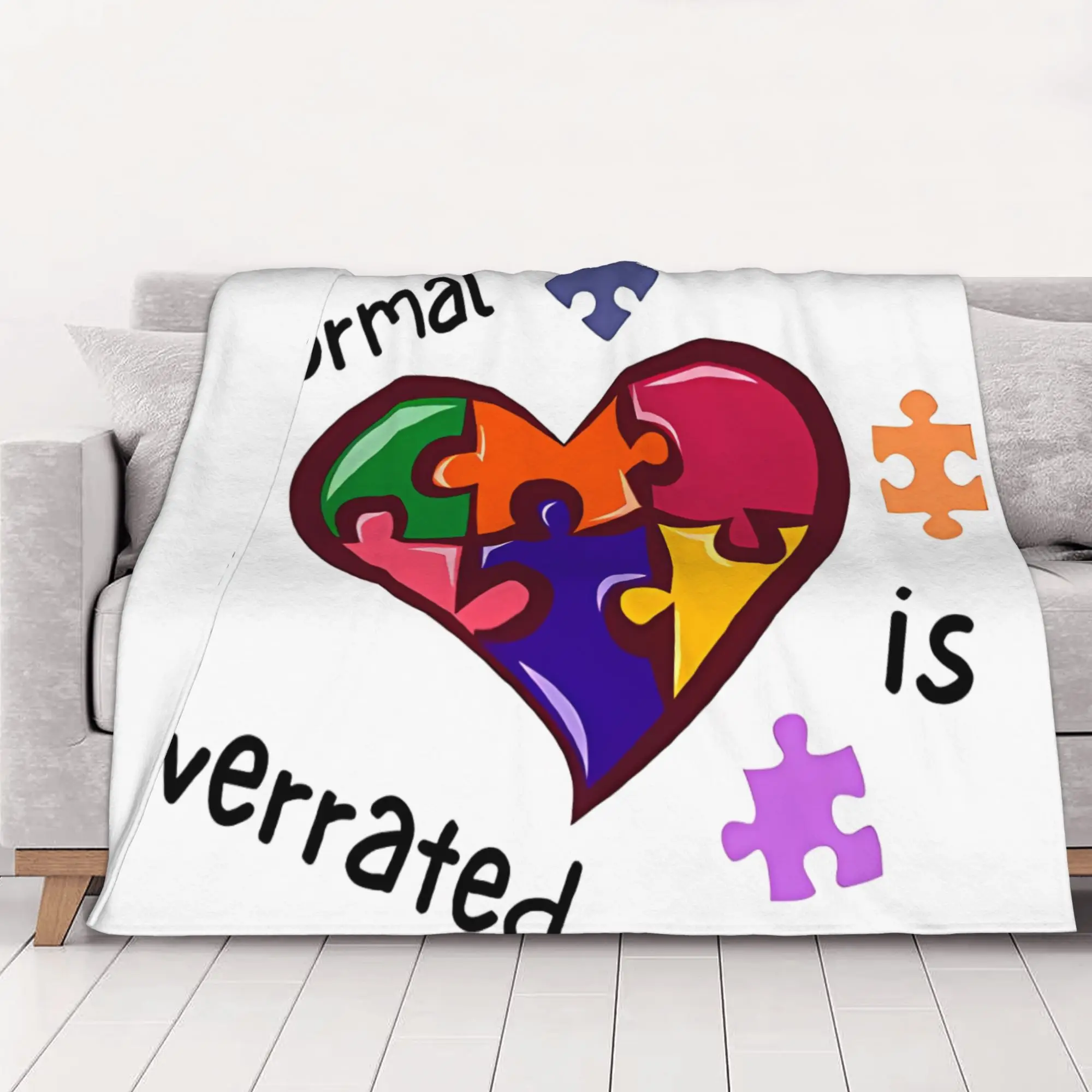 1PC home Cute Room Decor Autism Awareness Blanket Throw Blanket Autism Novelty Warm Blanket All Season