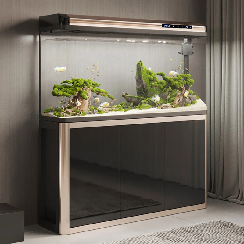 

Nordic Medium-Small Self-Cleaning Ultra Clear Glass Goldfish Tank with Built-in Aquarium Cabinet Eco Aquarium Pet Products FYFT​