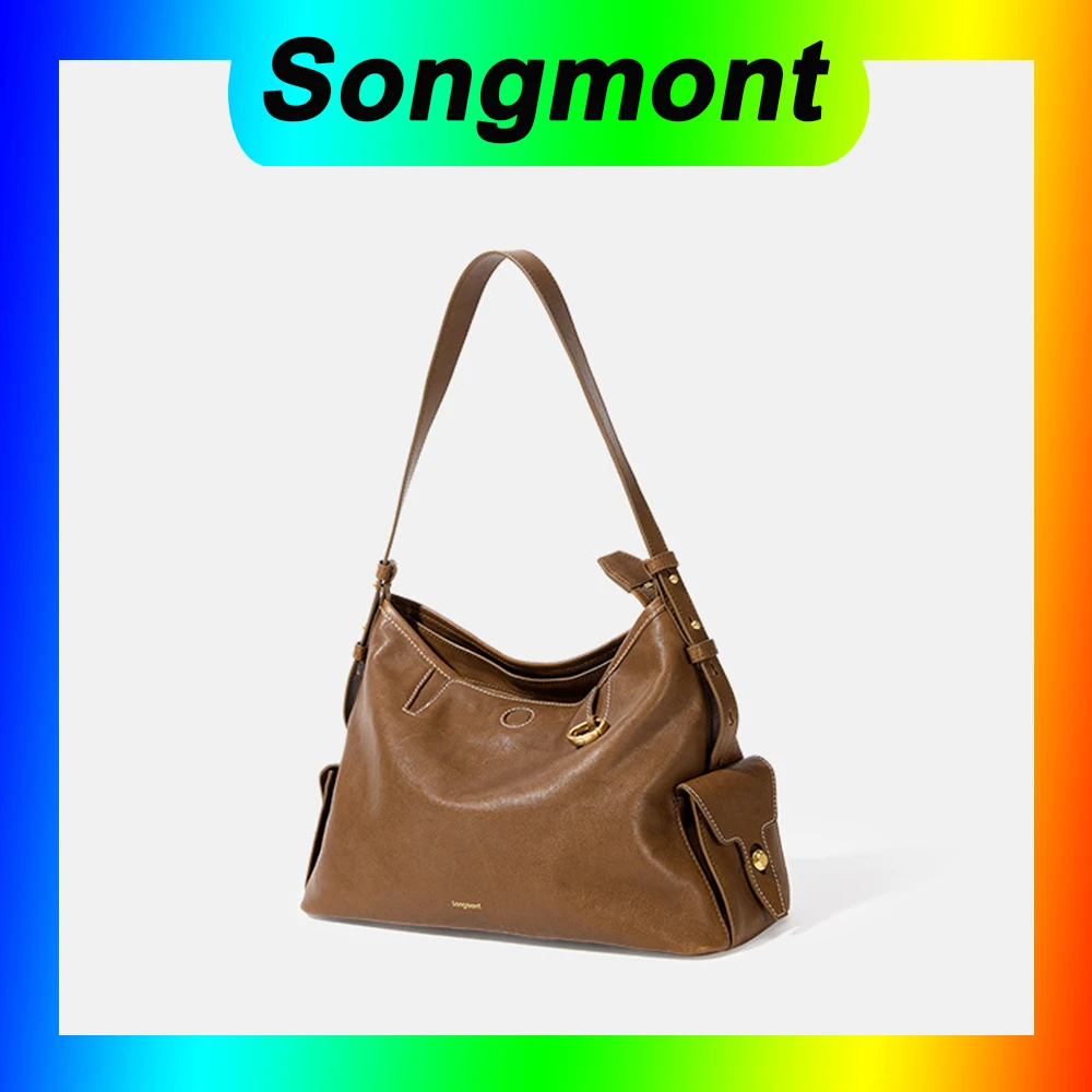 

Songmont hobo bag vegetable tanned cowhide shoulder crossbody soft bag large capacity