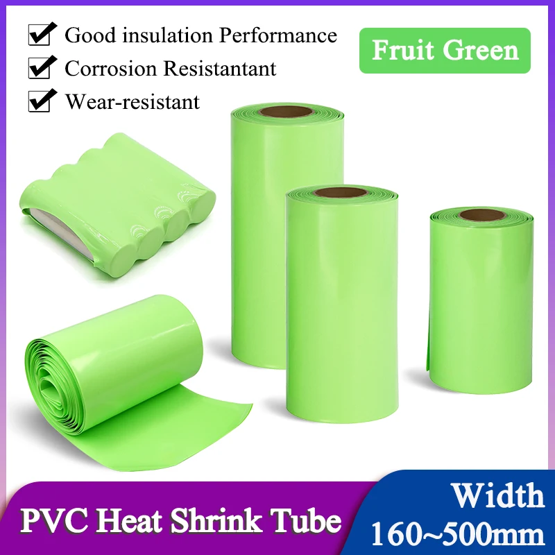 

1~20M Fruit Green 160mm~500mm PVC Heat Shrink Tube 18650 Lipo Battery Cable Sleeve Lithium Insulated Film Wrap Case Protection