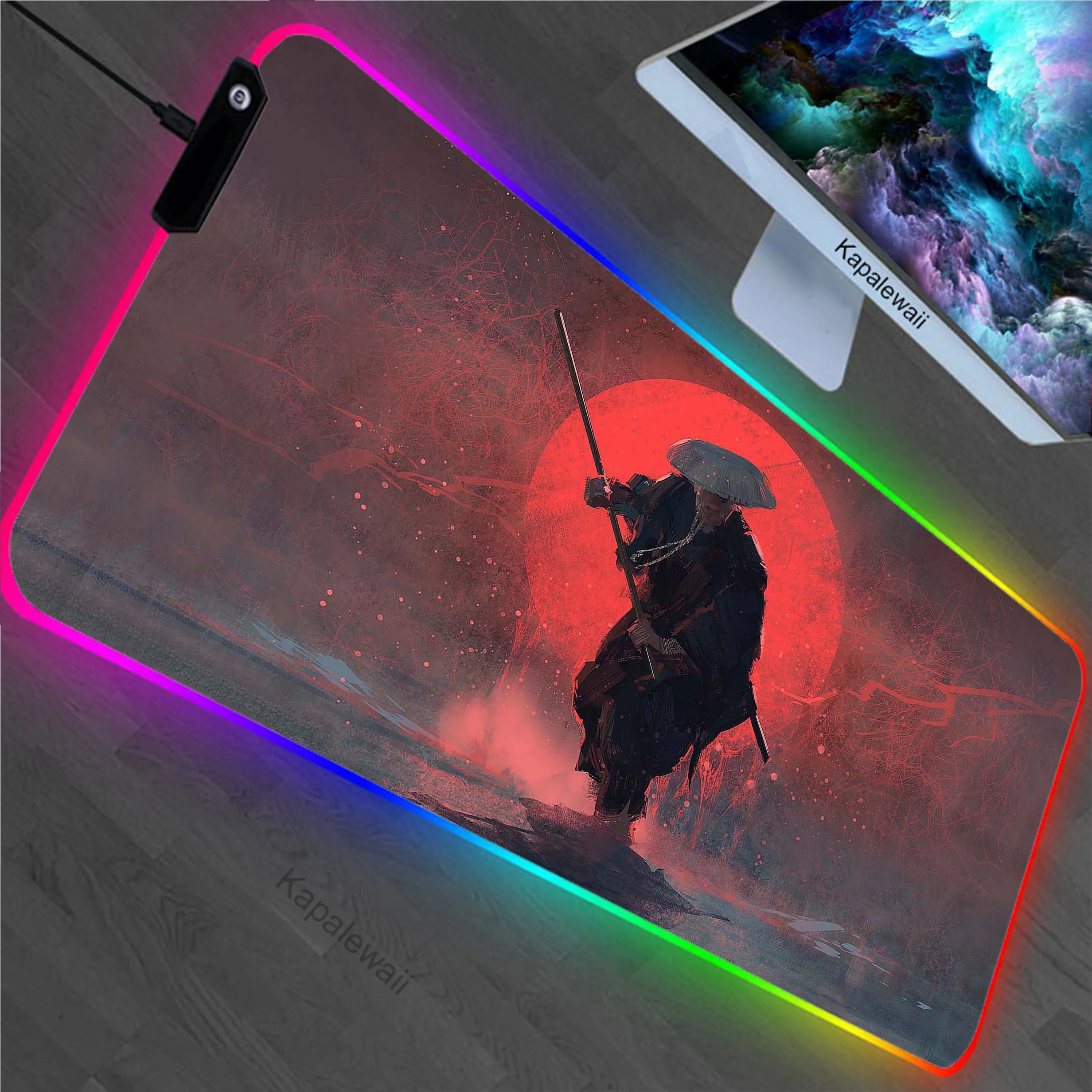 

Japanese Style RGB LED Gamer Desk XXL Mouse Pad 900x400 Mechanical Keyboard Mice Keyboards Computer Peripherals Office Mousepad