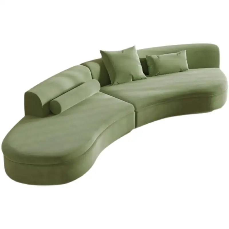 

Fabric circular arc corner green sofa, small apartment in the living room, special-shaped clothing store in the beauty salon