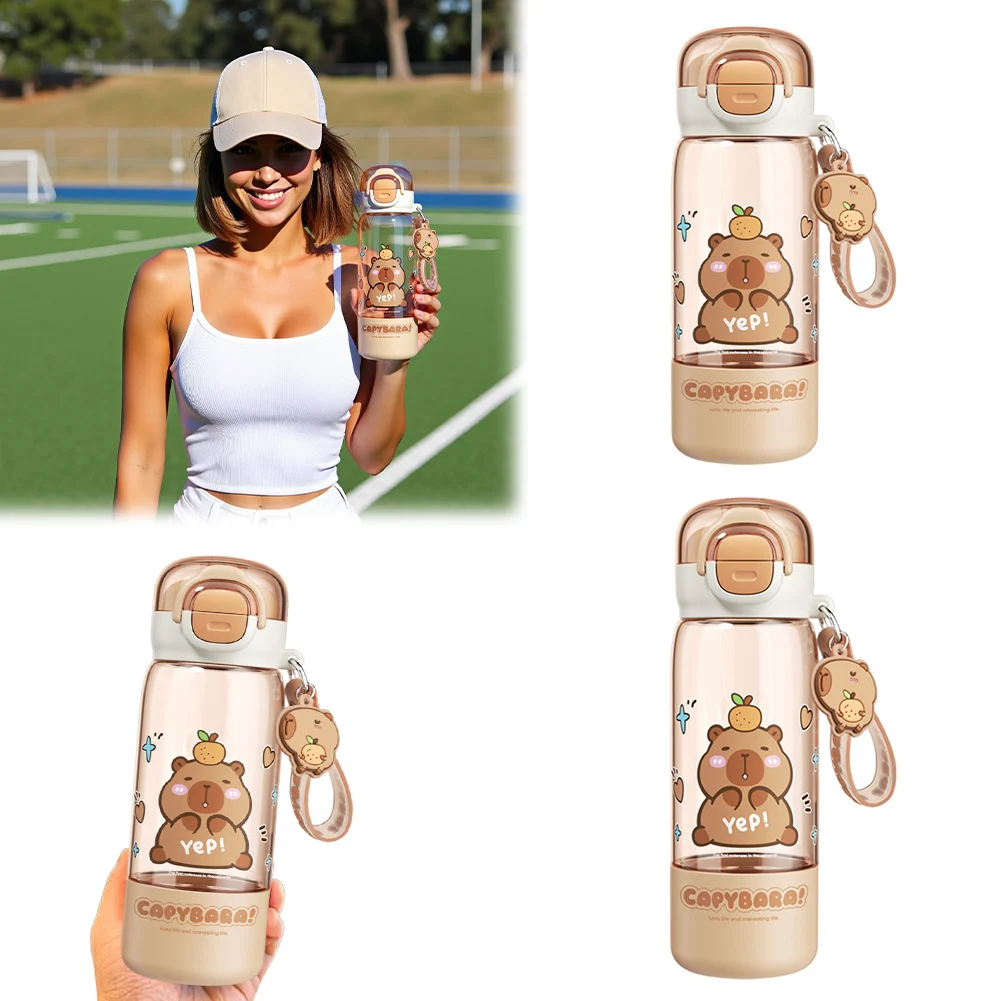 

Бутылка для воды Capybara с соломинкой и портативным ремешком. Чашка для воды большой емкости. Портативные бутылки для питья для школы/велосипедного спорта/бега.