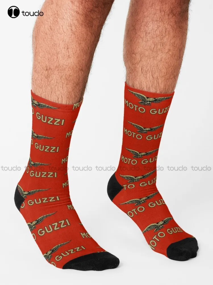 Moto Guzzi Logo Motorcycle Enduro Motorbike Chopper Socks White Socks Mens Christmas New Year Gift Street Skateboard Socks 1Pair