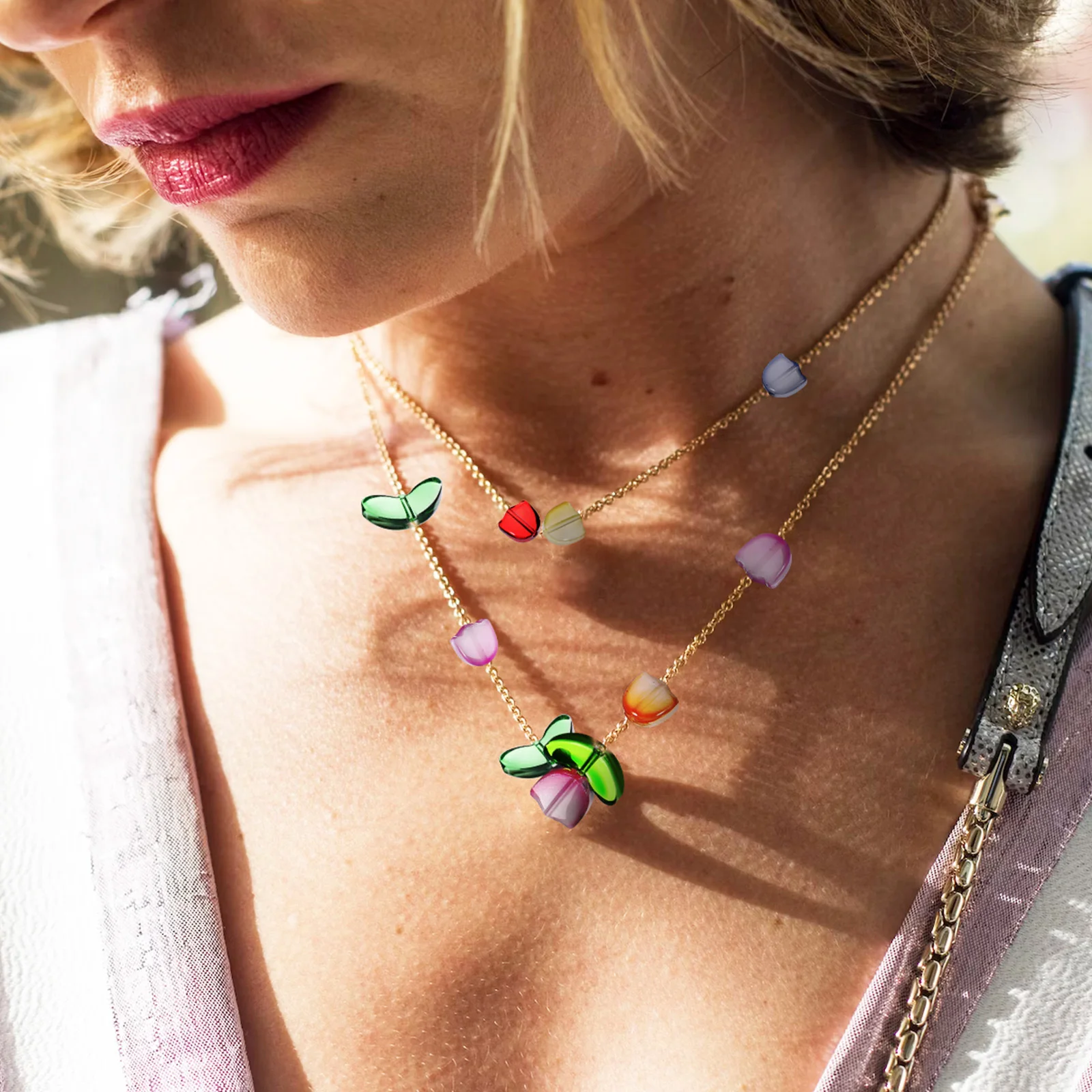 

80Pcs Crystal Glass Beads Tulip Flower Colorful Handmade Jewelry Craft Kit for Bracelet Necklace Earrings Colorful Beads