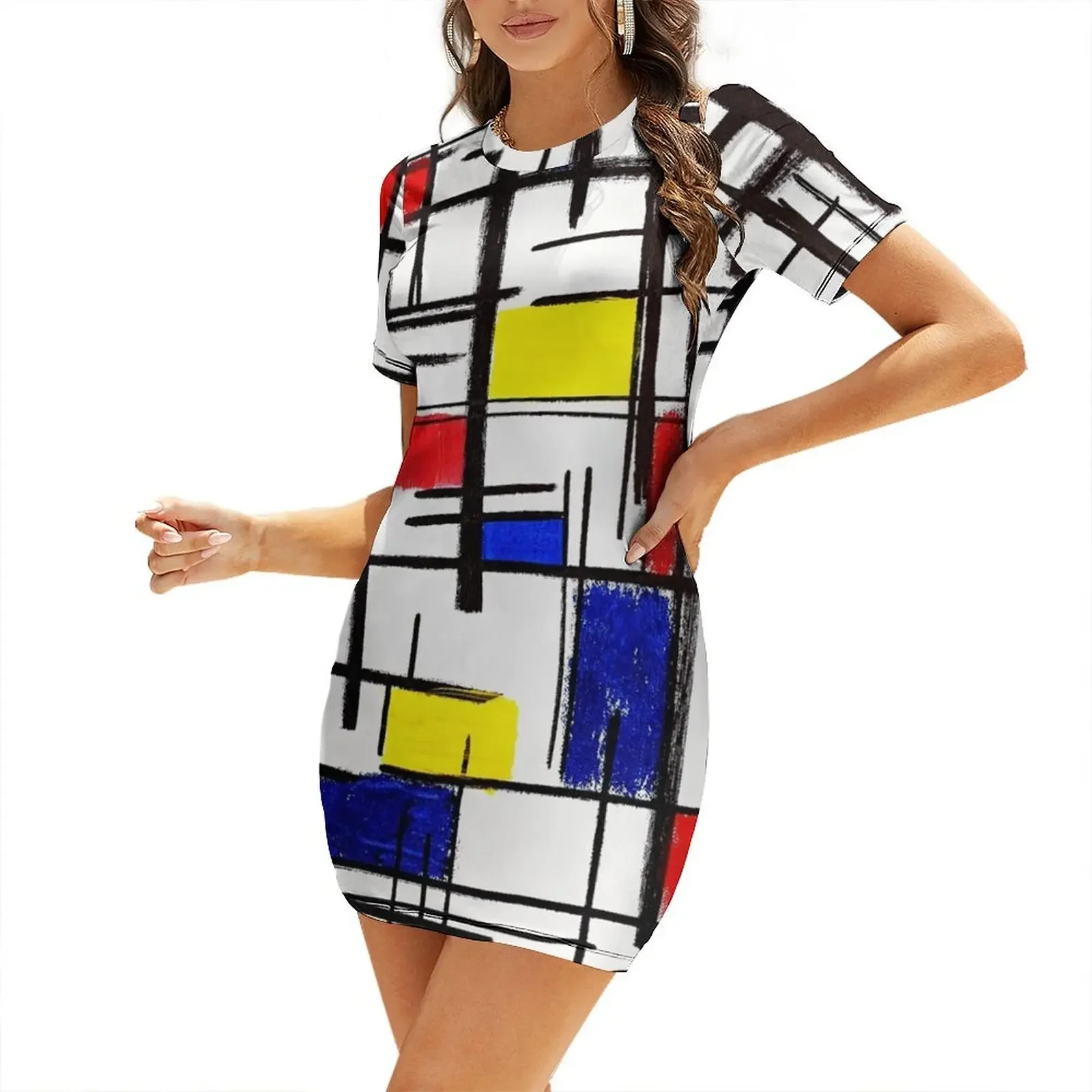 

Mondrian Minimalist De Stijl Modern Art  epitomegirl Short-Sleeved Dress Bride dresses Dress