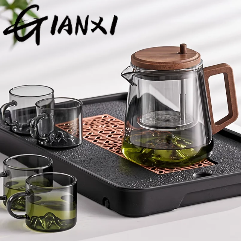 

GIANXI Chinese Tea Ceremony Culture Glass Tea Set Large Capacity Tea Water Separation Filter Tea Cup Home Hospitality Teacup Set